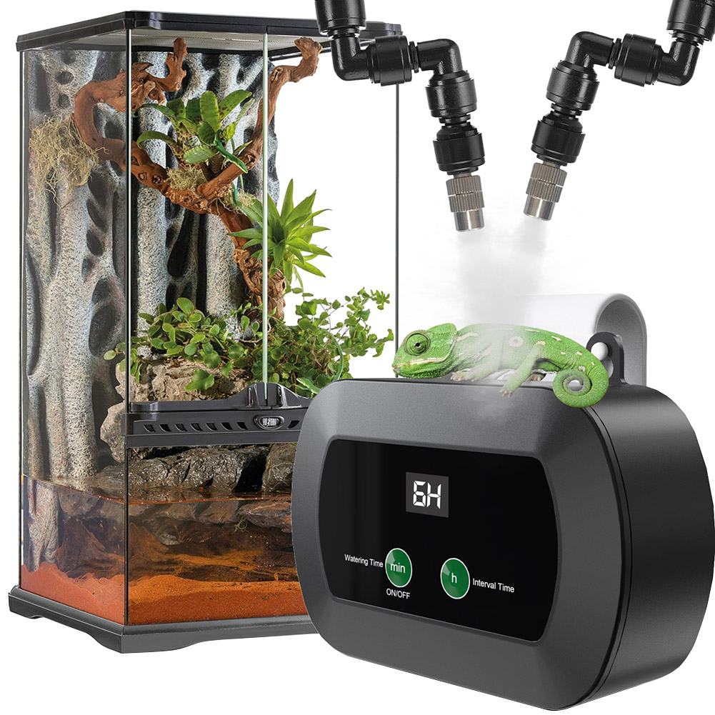 Terrarium Fogger Ultrasonic - Automatic Reptile Mist Sprinkler & Timer