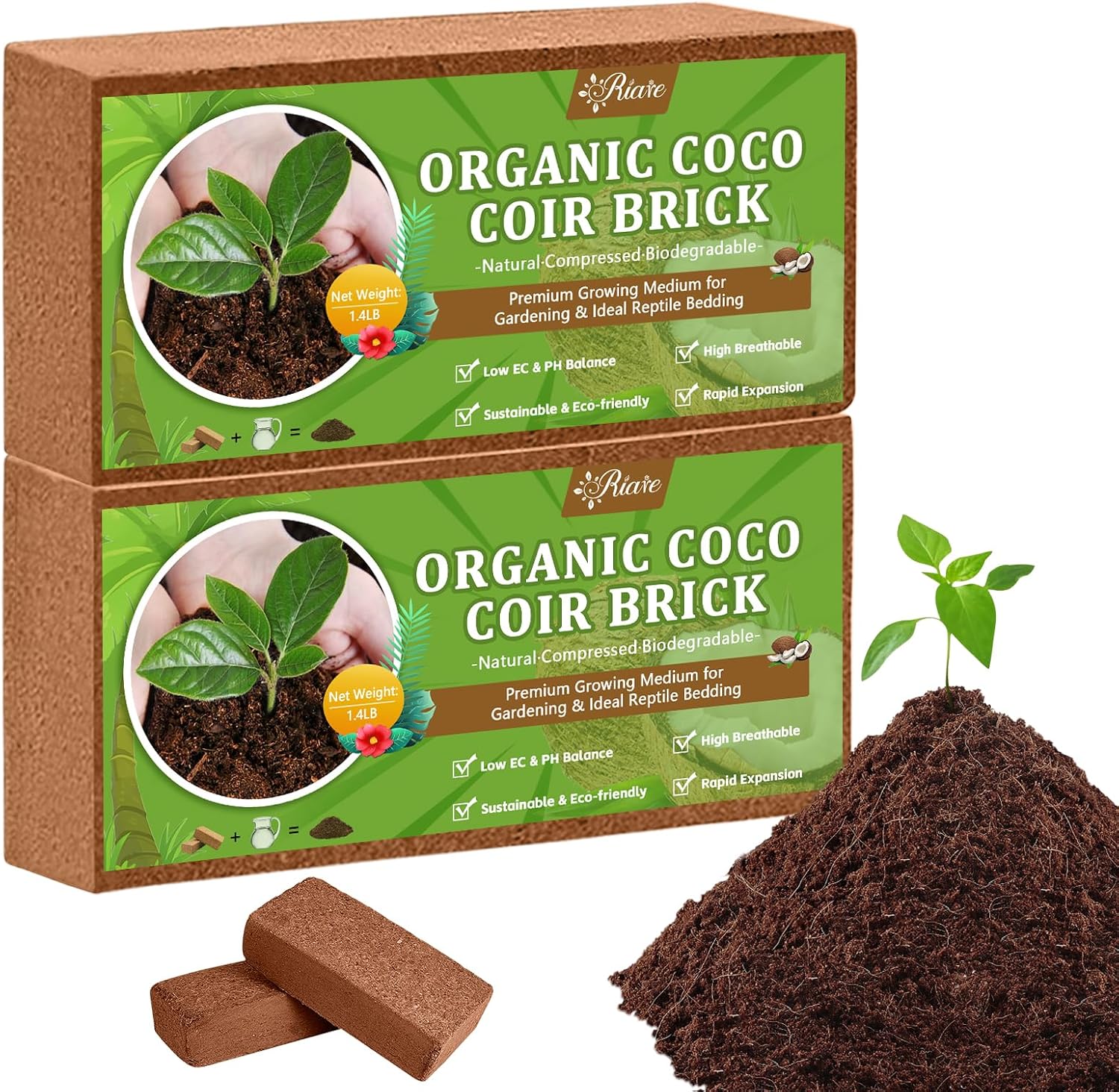 Substrate Coconut Fiber - 2pcs Organic Coco Coir Bricks Soil